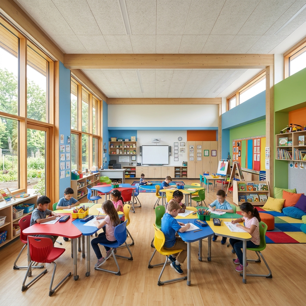 Crianças aprendendo em sala de aula